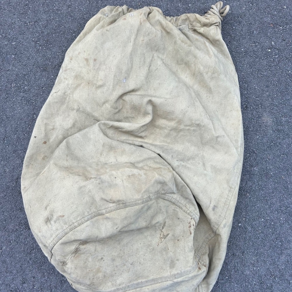 Vintage Military Canvas Duffle Bag Khaki Tan Stenciled Drawstring Sea Bag USA - Picture 11 of 11